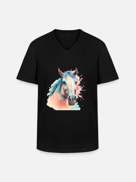 Pferd Pferde Pferdekopf - Männer-T-Shirt mit V-Ausschnitt - Schwarz