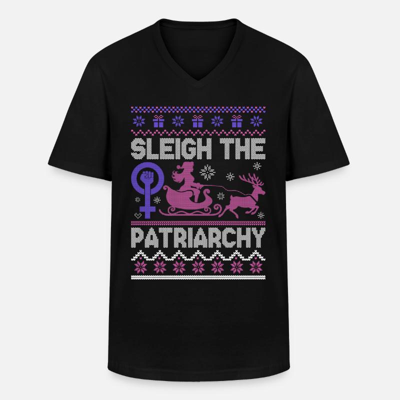 Sleigh The Patriarchy - Männer-T-Shirt mit V-Ausschnitt - Schwarz