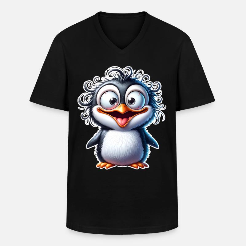 Pinguin - Männer-T-Shirt mit V-Ausschnitt - Schwarz