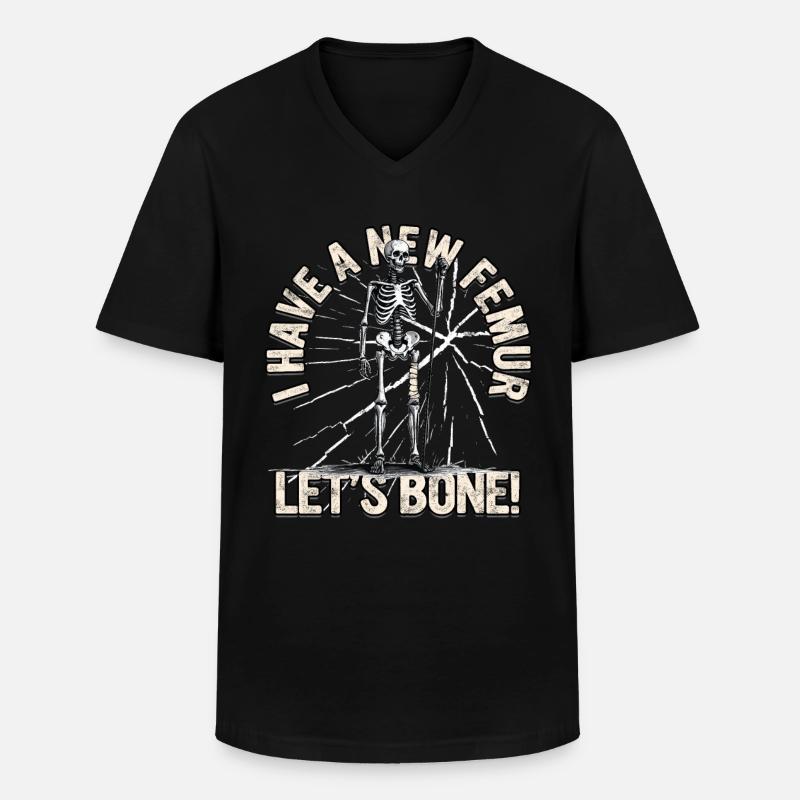 Beinbruch Gebrochener Oberschenkel - Männer-T-Shirt mit V-Ausschnitt - Schwarz