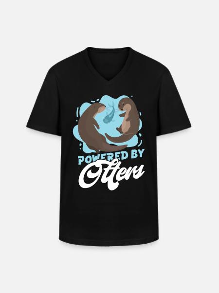 Otter Powered By Otters - Men's V-Neck T-Shirt - black