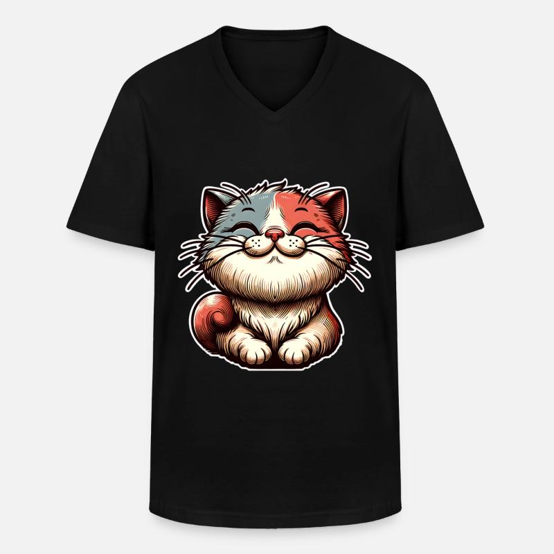 Katze - Männer-T-Shirt mit V-Ausschnitt - Schwarz