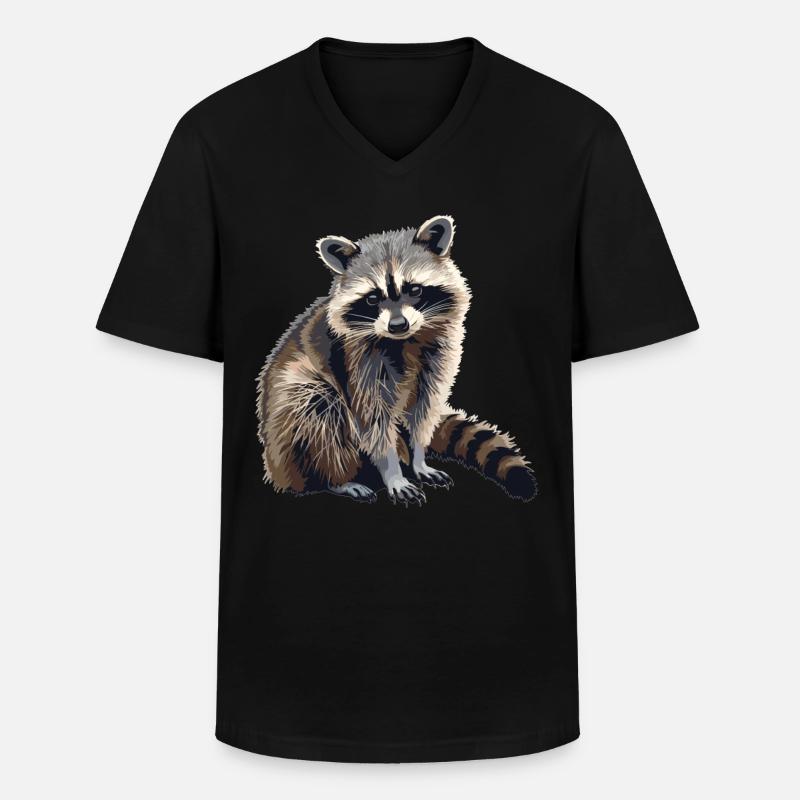 Waschbären Waschbär - Männer-T-Shirt mit V-Ausschnitt - Schwarz
