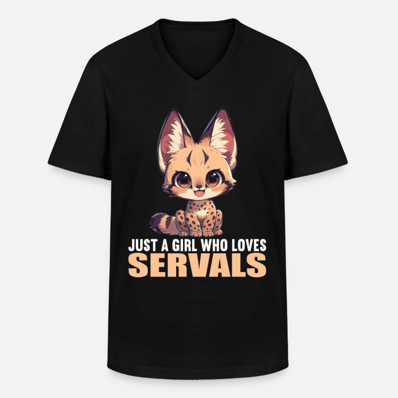 Servale Serval - Männer-T-Shirt mit V-Ausschnitt - Schwarz