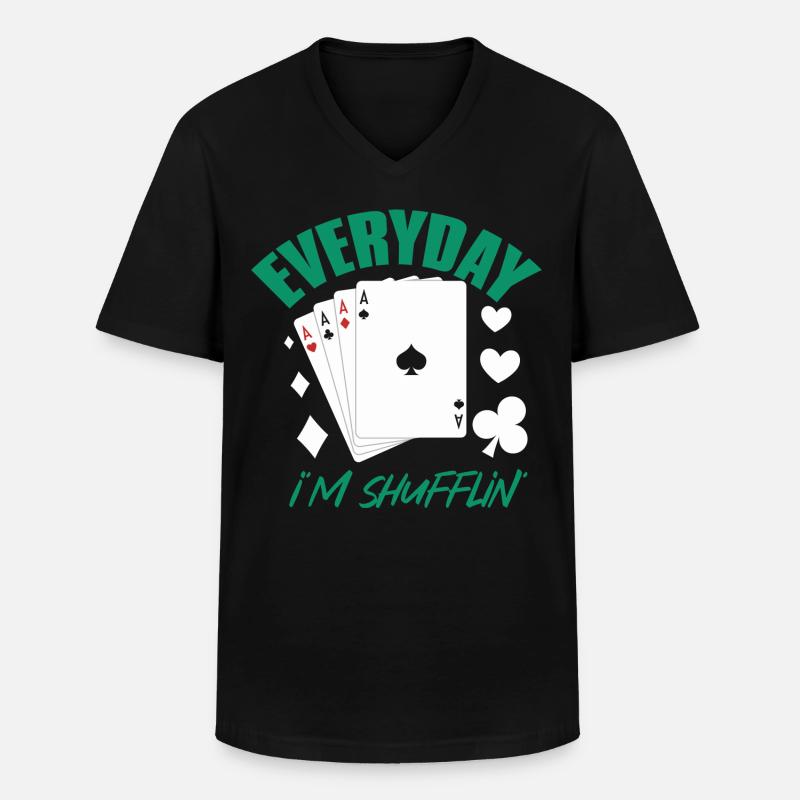 Poker Alltag: Jeden Tag Mische Ich! - Männer-T-Shirt mit V-Ausschnitt - Schwarz
