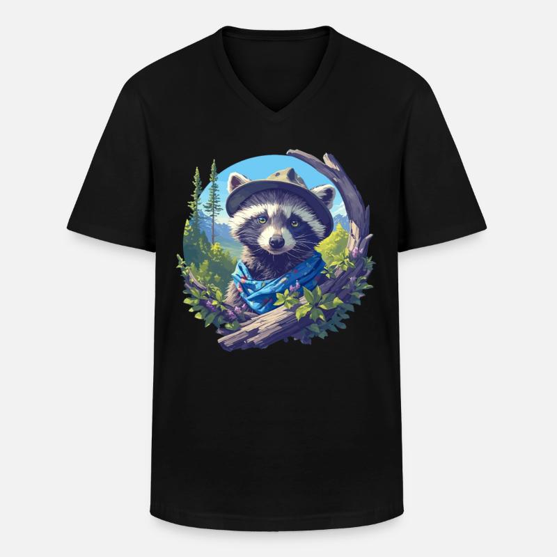Waschbären Waschbär - Männer-T-Shirt mit V-Ausschnitt - Schwarz