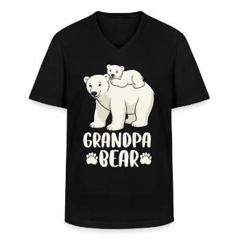 Grand-père Ours - T-shirt col V Homme - noir - Devant - AI Model Male 178 dark (178cm)