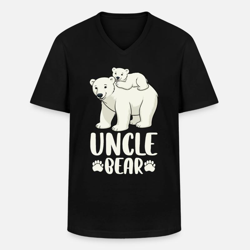 Uncle Bear - Männer-T-Shirt mit V-Ausschnitt - Schwarz
