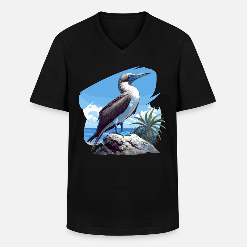 Blaufußtölpel - Männer-T-Shirt mit V-Ausschnitt - Schwarz
