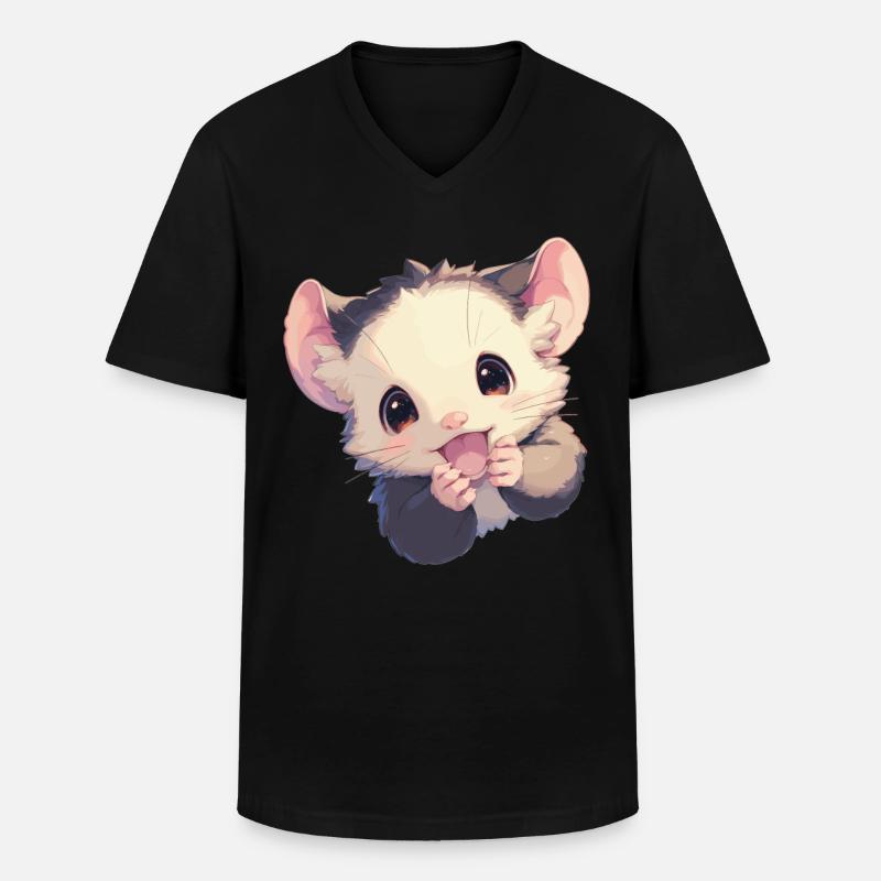 Opossum Opossums - Männer-T-Shirt mit V-Ausschnitt - Schwarz
