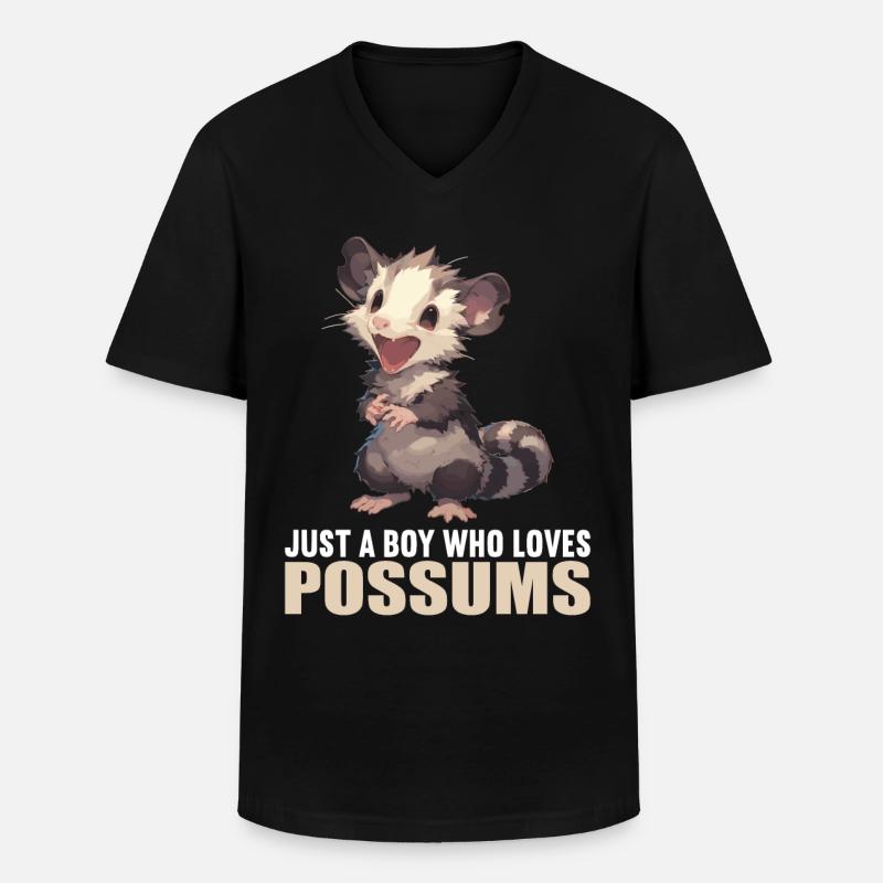 Opossum Opossums - Männer-T-Shirt mit V-Ausschnitt - Schwarz