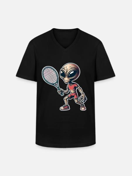 Alien Tennis - Men's V-Neck T-Shirt - black