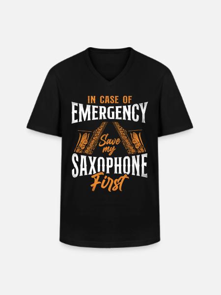 Saxophone In Case Of Emergency - Men's V-Neck T-Shirt - black