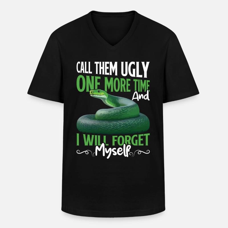 Green Tree Python - Männer-T-Shirt mit V-Ausschnitt - Schwarz