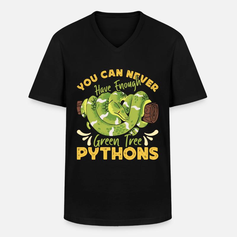 Green Tree Python - Männer-T-Shirt mit V-Ausschnitt - Schwarz