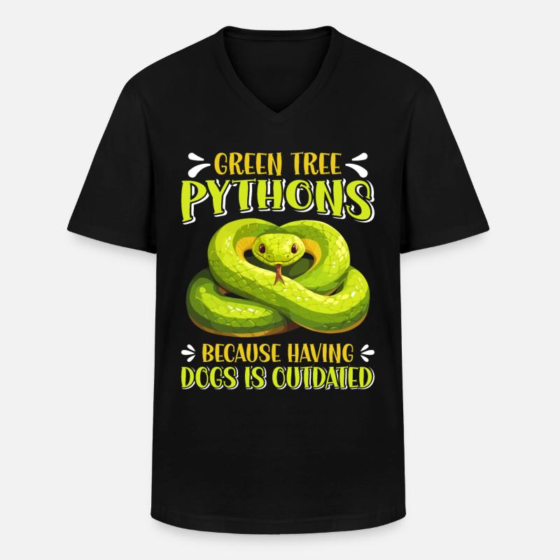 Python arborescent vert - T-shirt col V Homme - noir