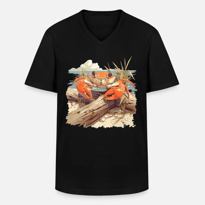 Krabbe Krabben - Männer-T-Shirt mit V-Ausschnitt - Schwarz