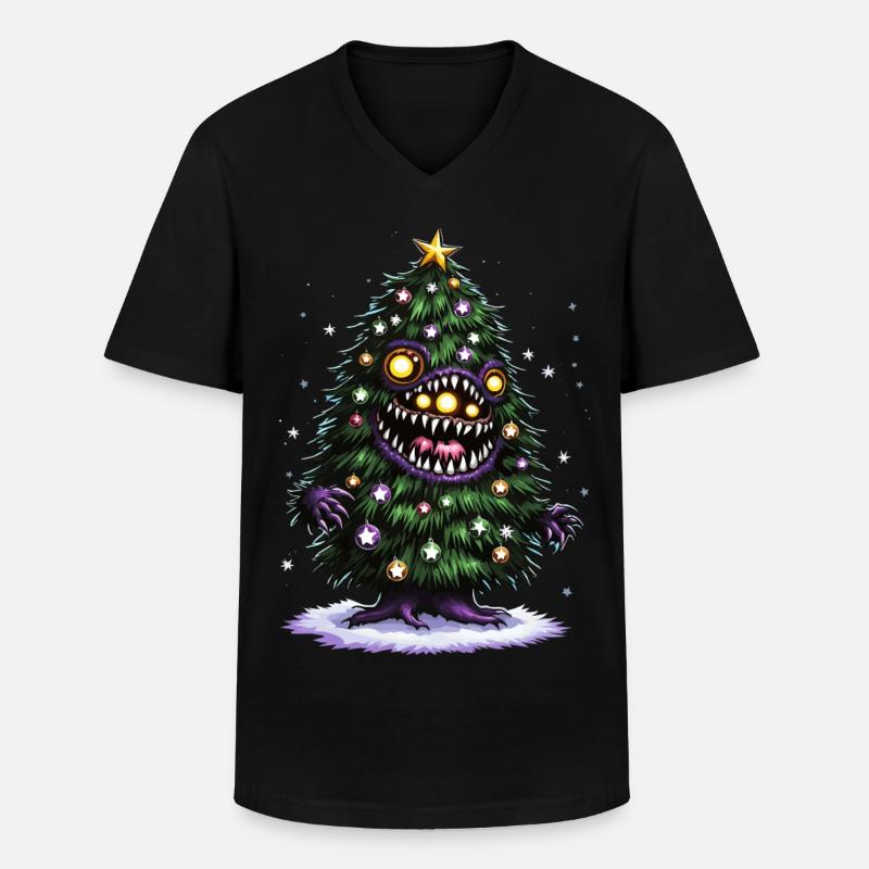 Weihnachtsbaum Monster - Männer-T-Shirt mit V-Ausschnitt - Schwarz