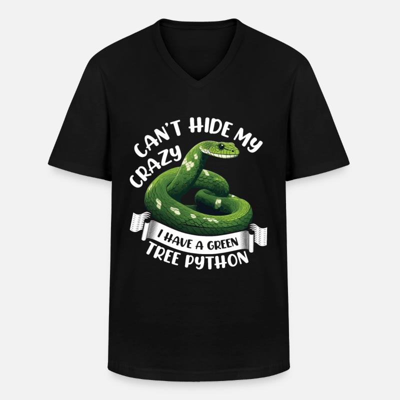 Green Tree Python - Men's V-Neck T-Shirt - black
