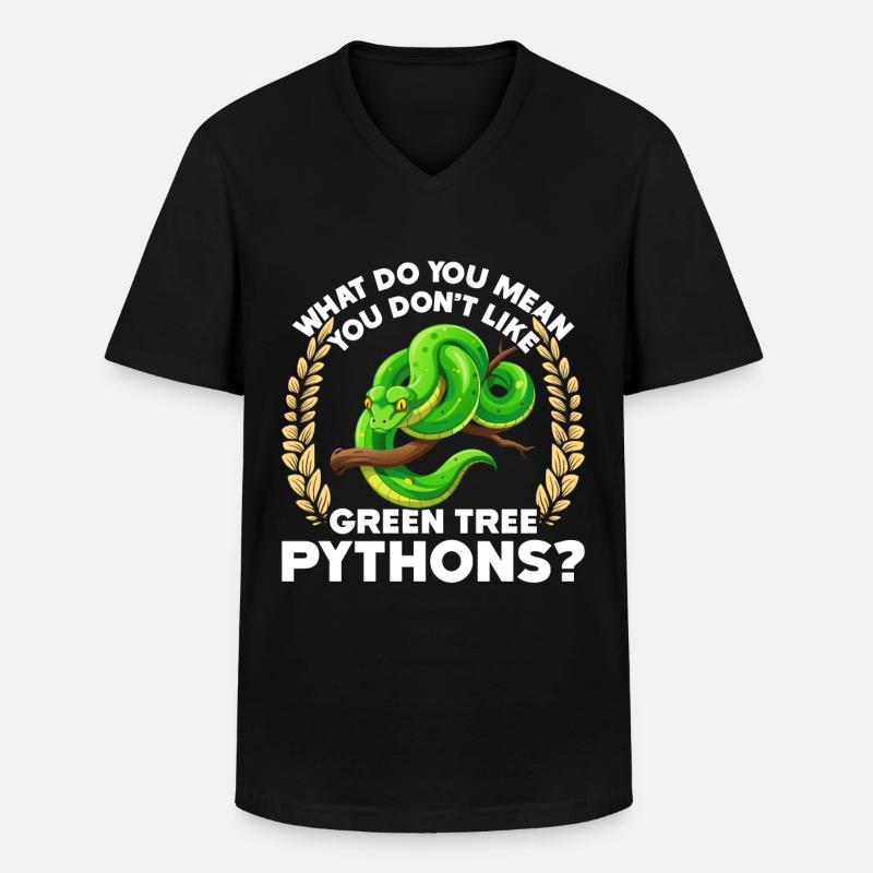 Green Tree Python - Männer-T-Shirt mit V-Ausschnitt - Schwarz