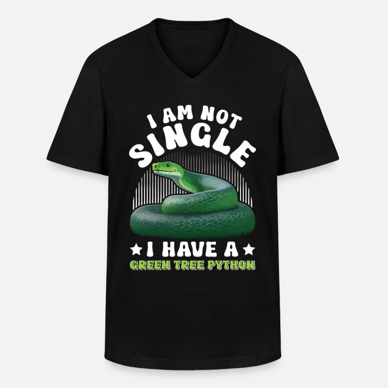 Green Tree Python - Männer-T-Shirt mit V-Ausschnitt - Schwarz