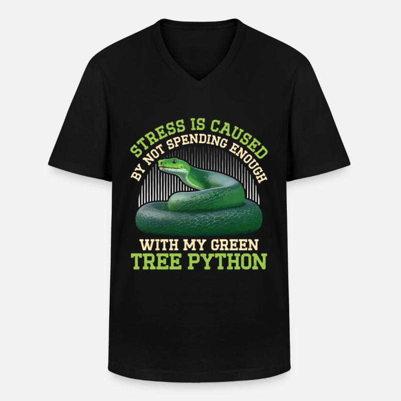 Green Tree Python - Männer-T-Shirt mit V-Ausschnitt - Schwarz