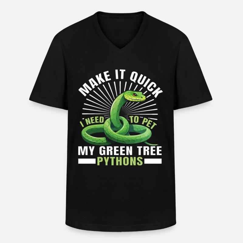 Green Tree Python - Männer-T-Shirt mit V-Ausschnitt - Schwarz