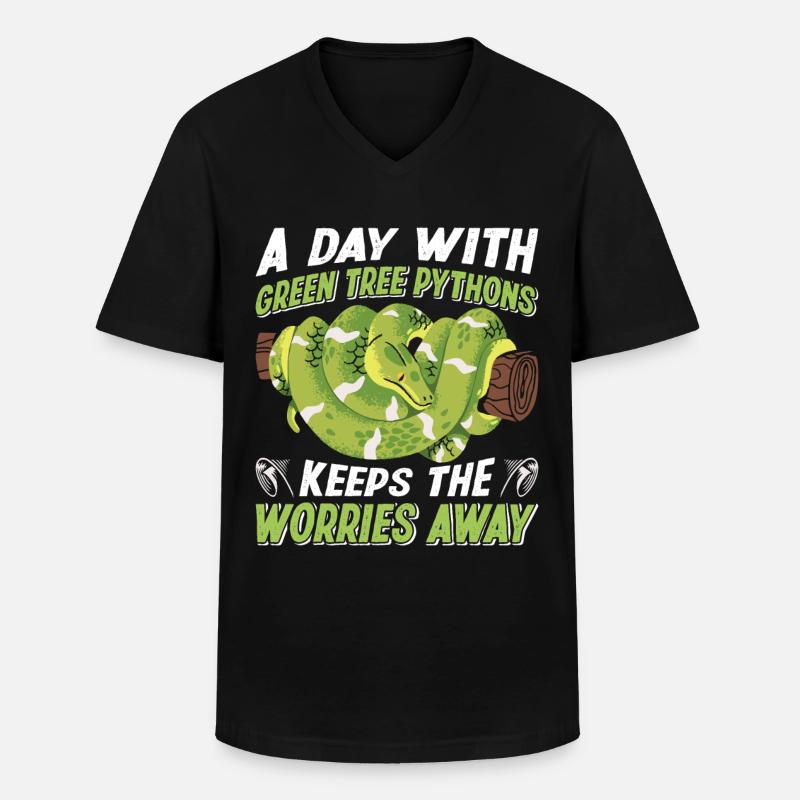 Green Tree Python - Männer-T-Shirt mit V-Ausschnitt - Schwarz