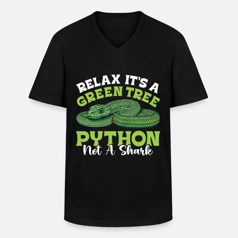 Green Tree Python - Männer-T-Shirt mit V-Ausschnitt - Schwarz