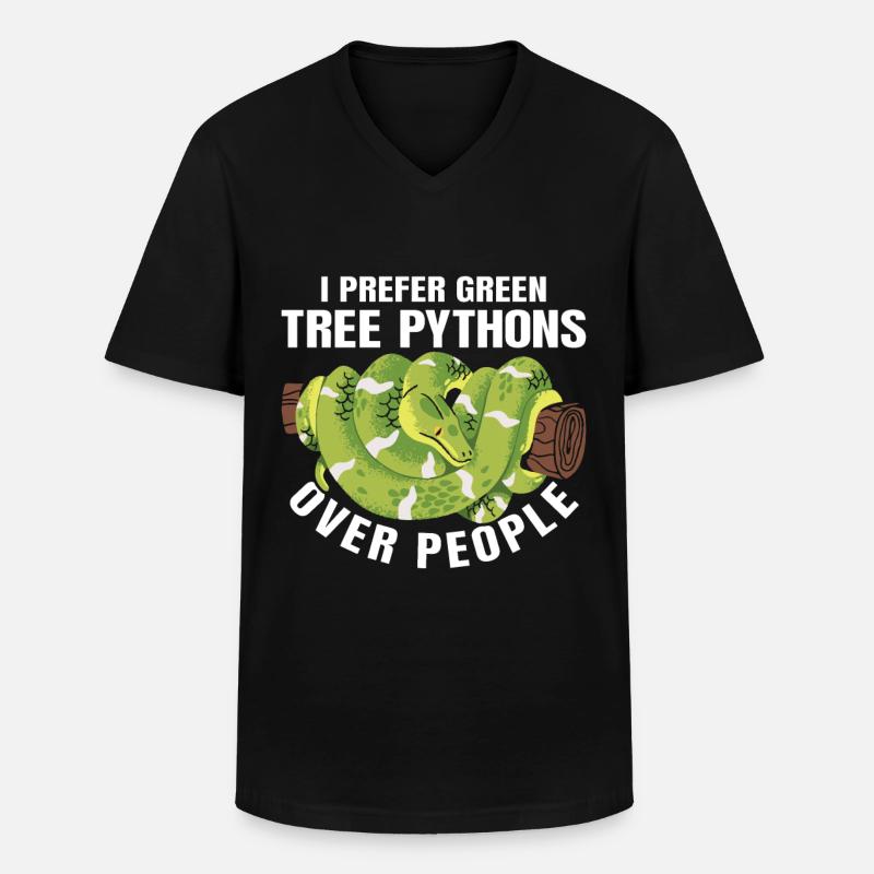 Green Tree Python - Men's V-Neck T-Shirt - black