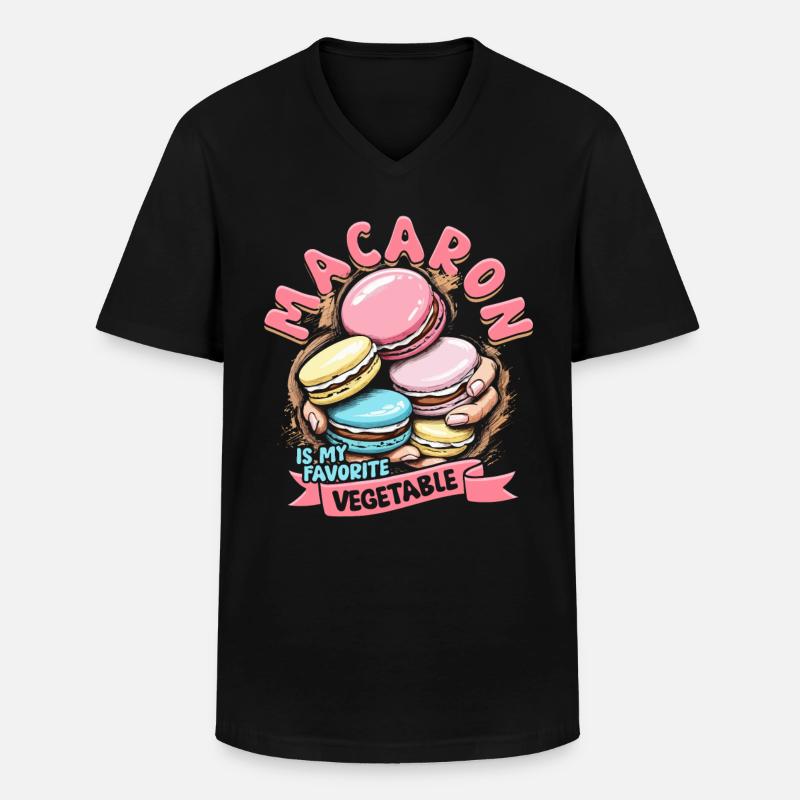 Macaron Macaronbäcker Patissier - Männer-T-Shirt mit V-Ausschnitt - Schwarz