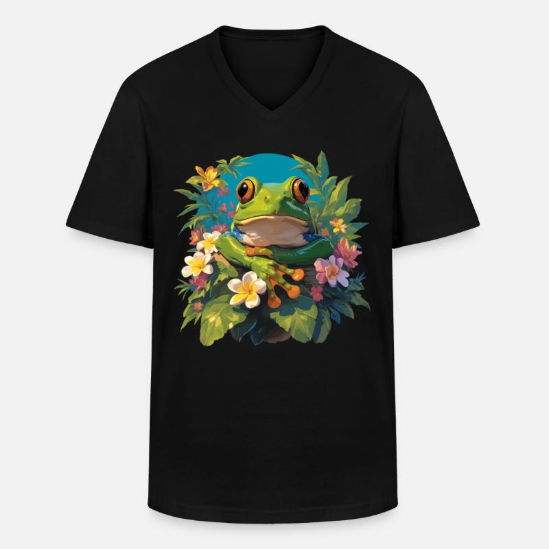 Frosch Frösche - Männer-T-Shirt mit V-Ausschnitt - Schwarz