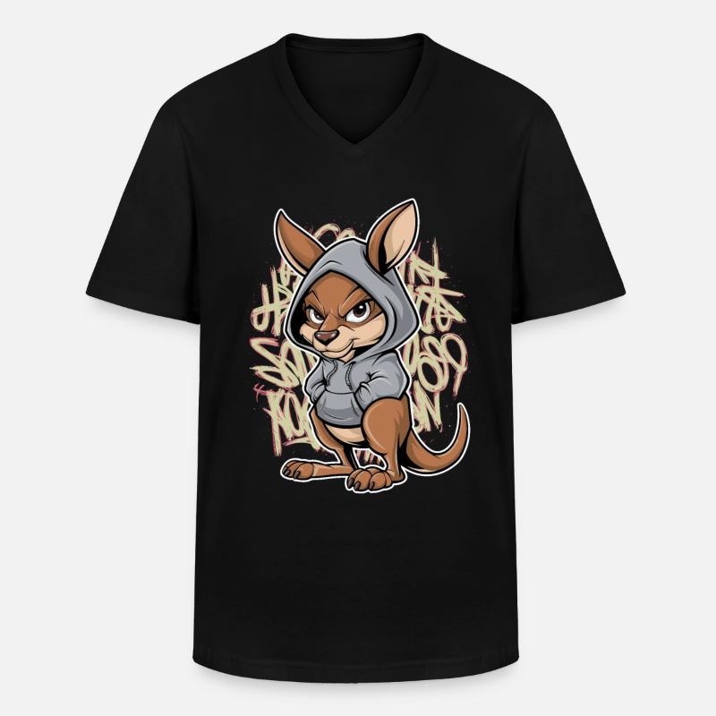 Känguru Kangaroo Australische Tiere - Männer-T-Shirt mit V-Ausschnitt - Schwarz