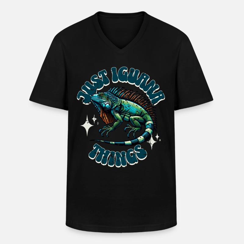 Leguan - Männer-T-Shirt mit V-Ausschnitt - Schwarz