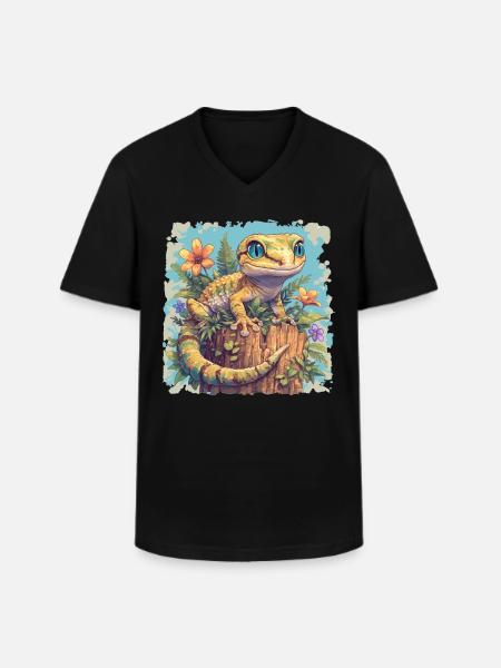 Geckos Gecko - Men's V-Neck T-Shirt - black