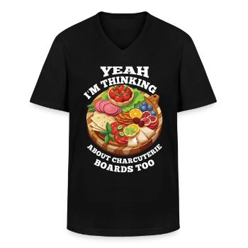 Planche de charcuterie amusante - T-shirt col V Homme - noir - Devant - AI Model Male 178 dark (178cm)