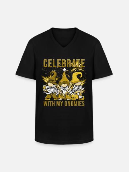 Celebrate With My Gnomies - Men's V-Neck T-Shirt - black