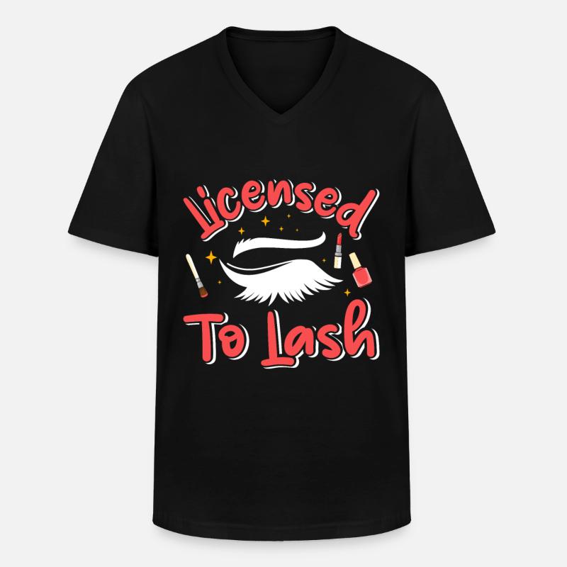 Lash Tech - Männer-T-Shirt mit V-Ausschnitt - Schwarz