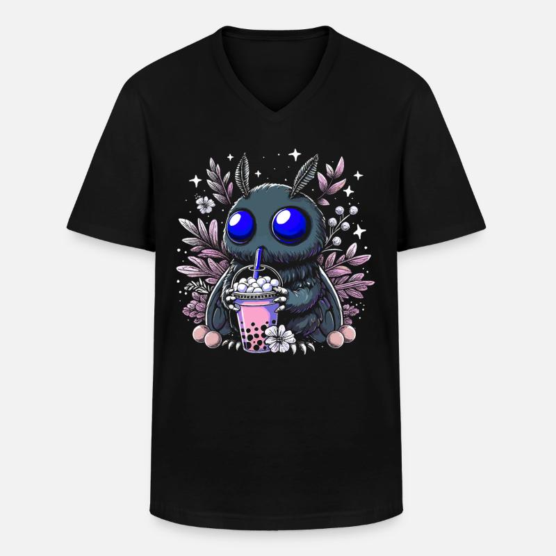 Mothman Bubble Tea - Männer-T-Shirt mit V-Ausschnitt - Schwarz