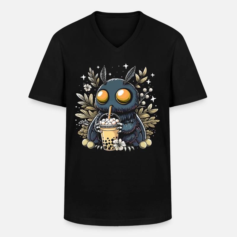 Mothman Bubble Tea - Männer-T-Shirt mit V-Ausschnitt - Schwarz