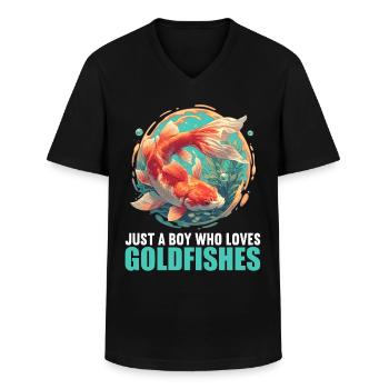 poisson rouge - T-shirt col V Homme - noir - Devant - AI Model Male 178 dark (178cm)