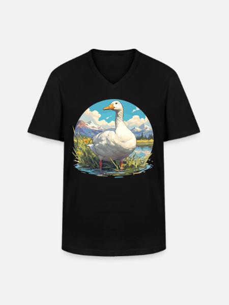 Gänse Gans - Männer-T-Shirt mit V-Ausschnitt - Schwarz