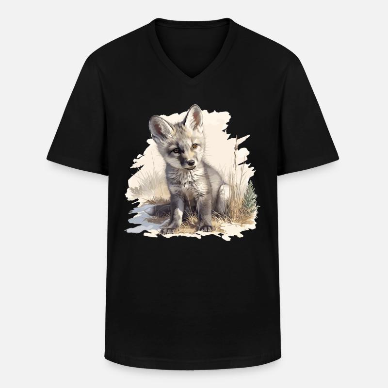 Graufüchse Graufuchs - Männer-T-Shirt mit V-Ausschnitt - Schwarz