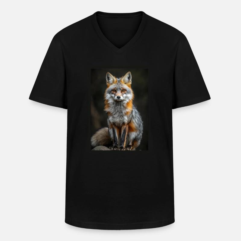 Graufüchse Graufuchs - Männer-T-Shirt mit V-Ausschnitt - Schwarz