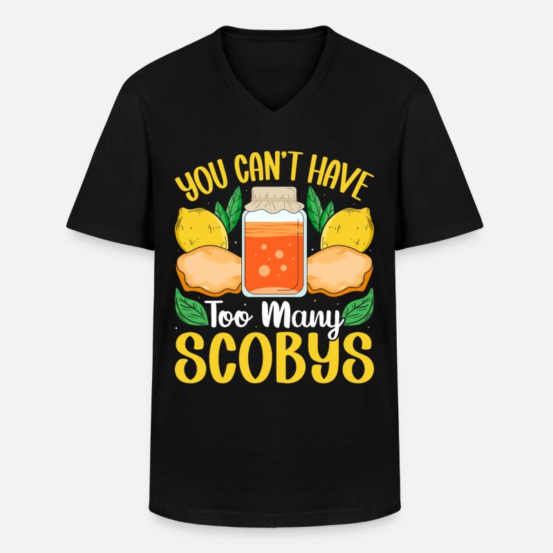 Kombucha Scoby fermented drinks - Männer-T-Shirt mit V-Ausschnitt - Schwarz