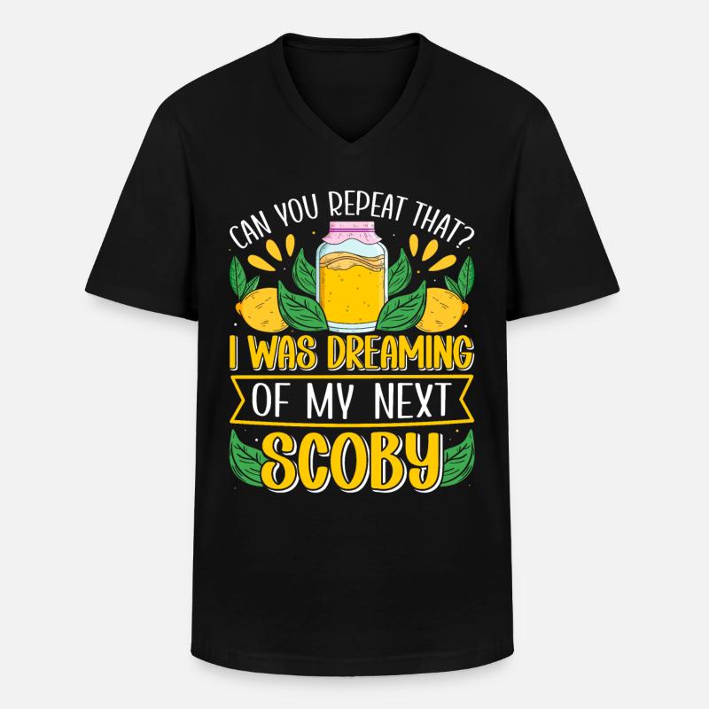 Kombucha Scoby fermented drinks - Männer-T-Shirt mit V-Ausschnitt - Schwarz