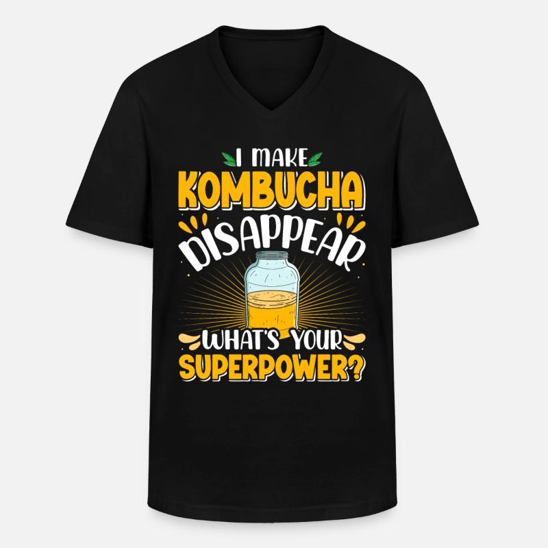 Kombucha Scoby fermented drinks - Männer-T-Shirt mit V-Ausschnitt - Schwarz