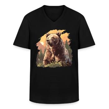 grizzly bears Grizzly bear - Men's V-Neck T-Shirt - black - Front - AI Model Male 178 dark (178cm)