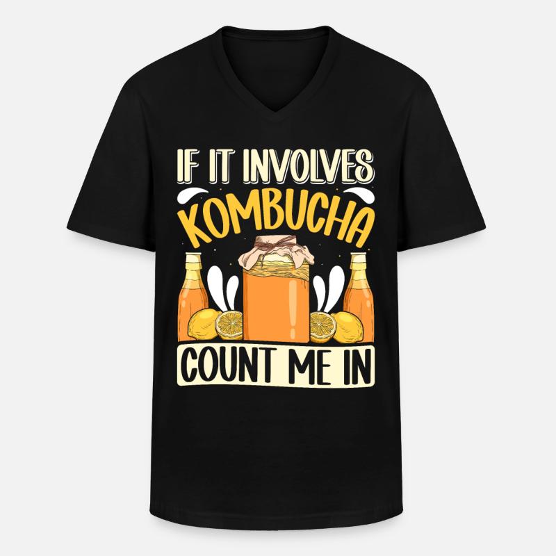 Kombucha Scoby fermented drinks - Männer-T-Shirt mit V-Ausschnitt - Schwarz