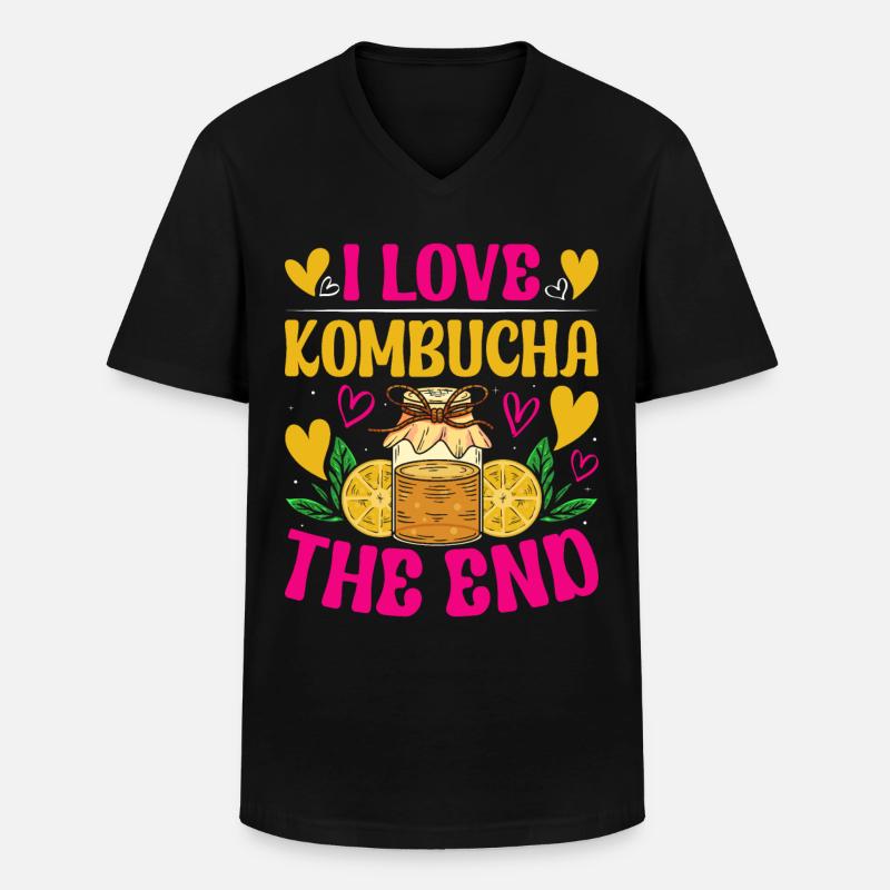 Kombucha Scoby fermented drinks - Männer-T-Shirt mit V-Ausschnitt - Schwarz